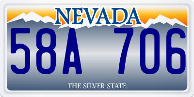 NV license plate 58A706