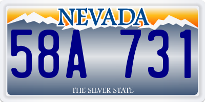 NV license plate 58A731