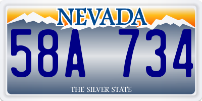 NV license plate 58A734