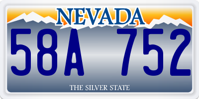 NV license plate 58A752