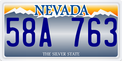 NV license plate 58A763