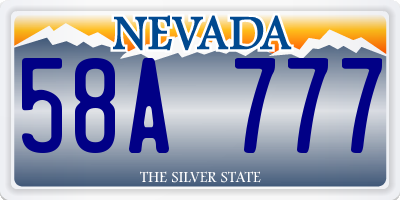 NV license plate 58A777