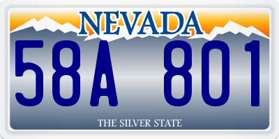 NV license plate 58A801