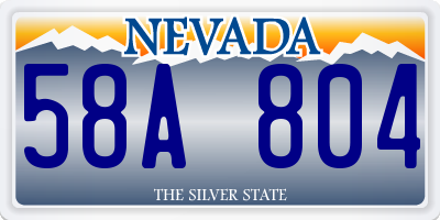 NV license plate 58A804