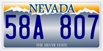 NV license plate 58A807