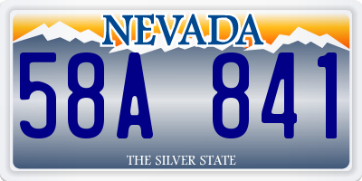 NV license plate 58A841