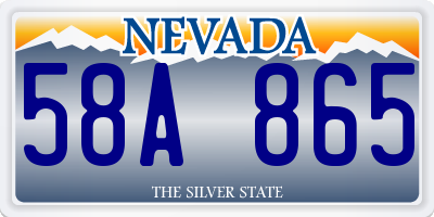 NV license plate 58A865