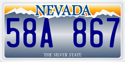 NV license plate 58A867