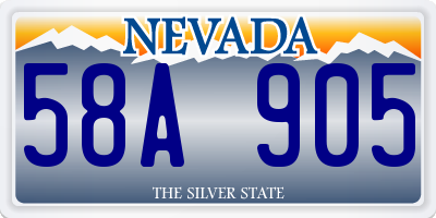 NV license plate 58A905