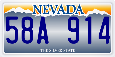 NV license plate 58A914