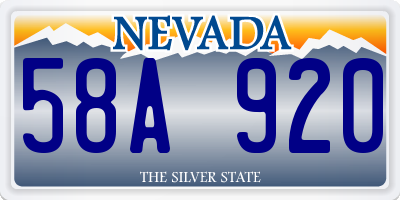 NV license plate 58A920