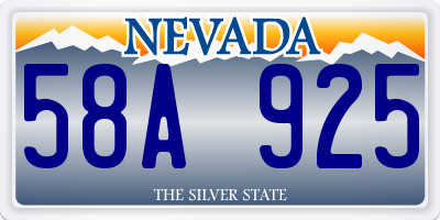 NV license plate 58A925