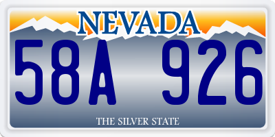 NV license plate 58A926