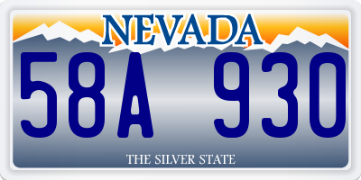 NV license plate 58A930