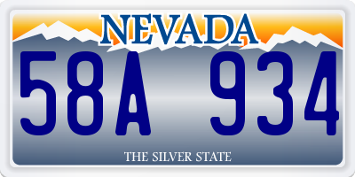 NV license plate 58A934
