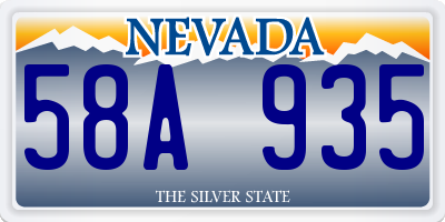 NV license plate 58A935