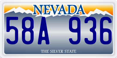 NV license plate 58A936