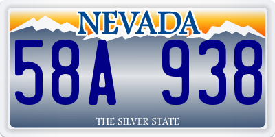 NV license plate 58A938