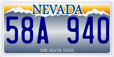 NV license plate 58A940