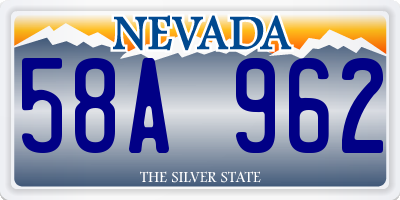 NV license plate 58A962