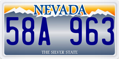 NV license plate 58A963