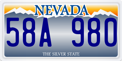 NV license plate 58A980