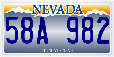 NV license plate 58A982