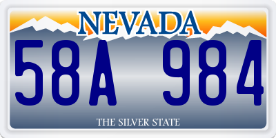 NV license plate 58A984