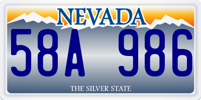 NV license plate 58A986