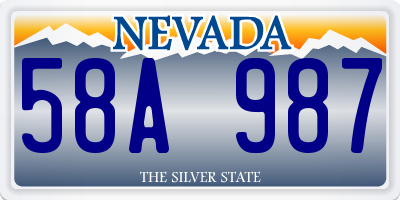 NV license plate 58A987