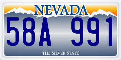 NV license plate 58A991