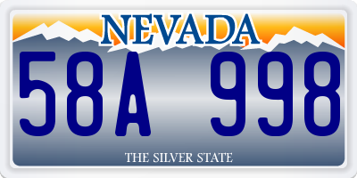 NV license plate 58A998