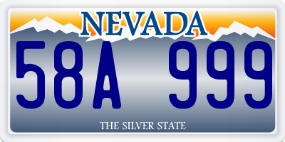 NV license plate 58A999