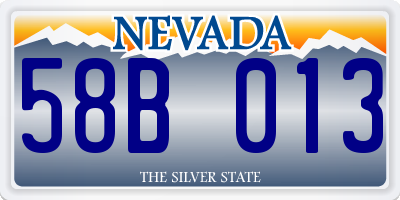NV license plate 58B013
