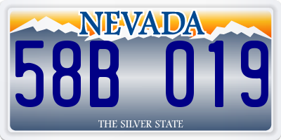 NV license plate 58B019