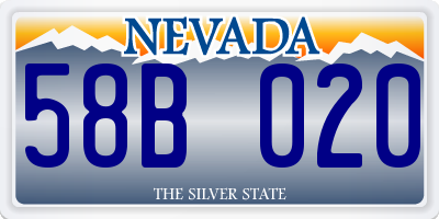 NV license plate 58B020