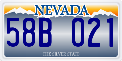 NV license plate 58B021
