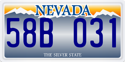 NV license plate 58B031