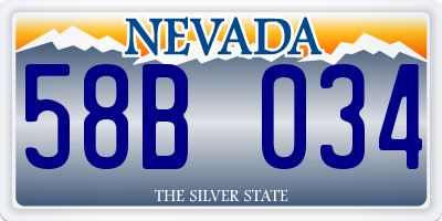 NV license plate 58B034