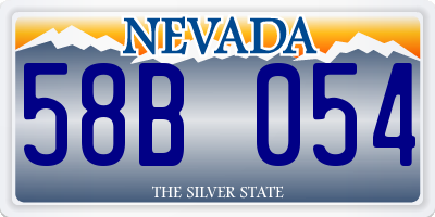 NV license plate 58B054