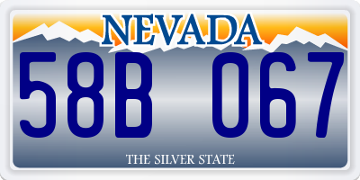 NV license plate 58B067
