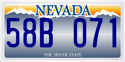 NV license plate 58B071