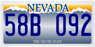 NV license plate 58B092