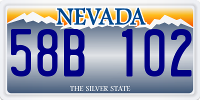 NV license plate 58B102