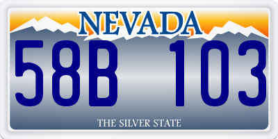 NV license plate 58B103