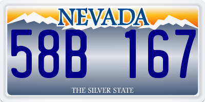 NV license plate 58B167