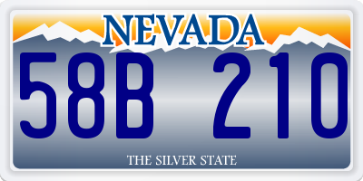 NV license plate 58B210