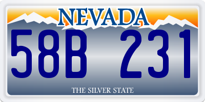 NV license plate 58B231