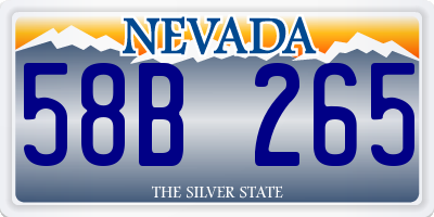 NV license plate 58B265