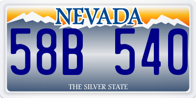 NV license plate 58B540